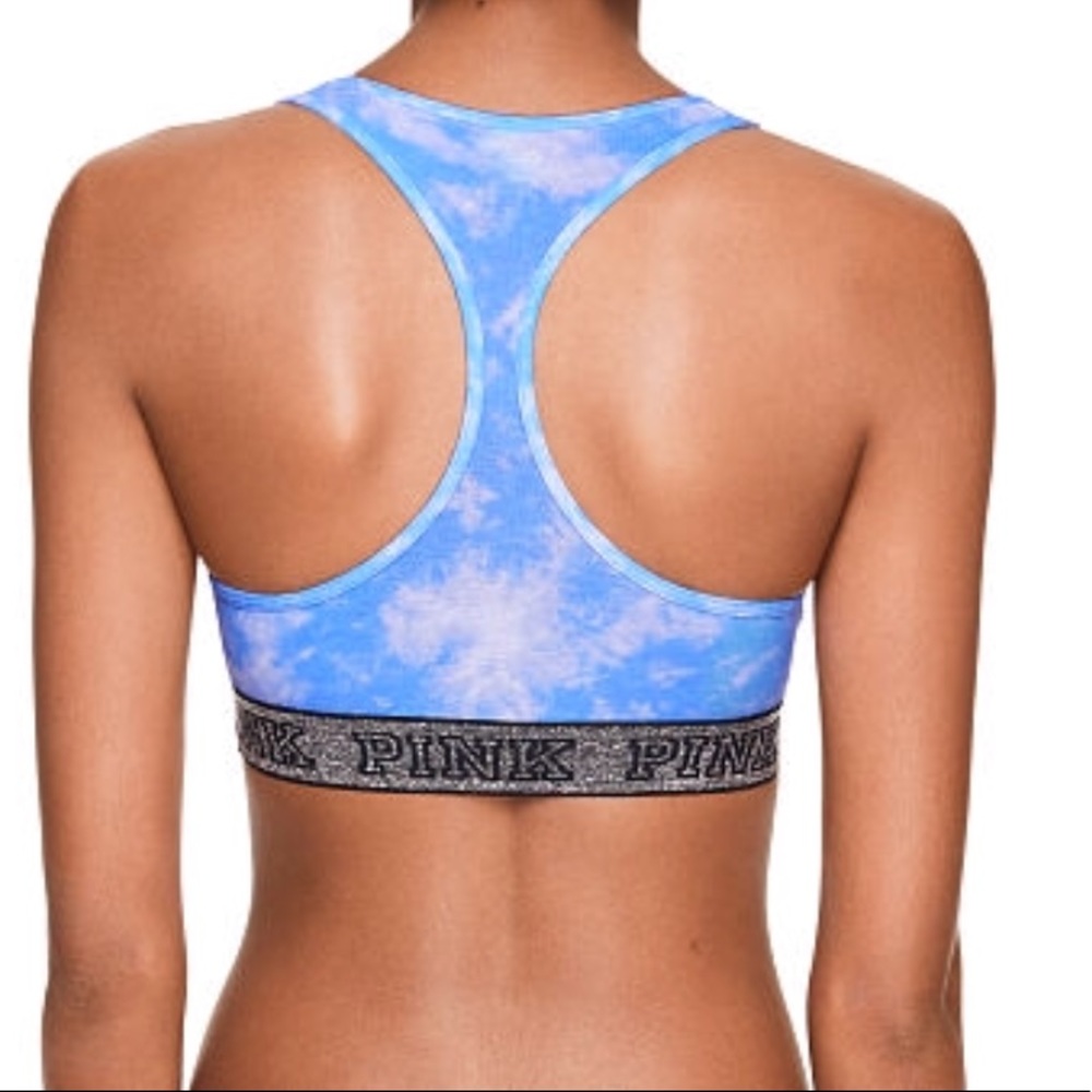 VS PINK Sports Bra Bralette Blue Tie Dye - Picture 2 of 3